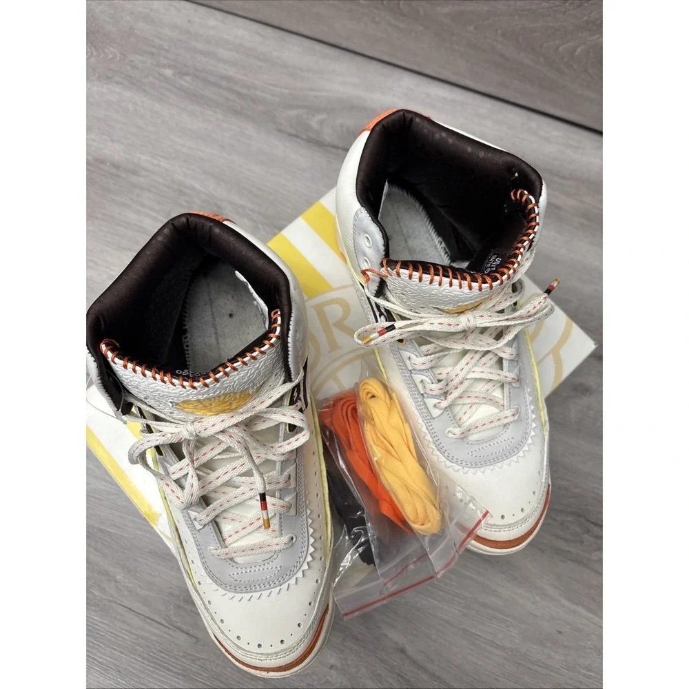 New Men's Jordan 2 Retro SP Maison Chateau Rouge Sail/Citron Pulse Size 9
